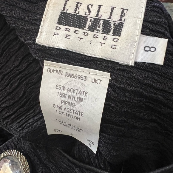 Leslie Fay Womens Black Snap Front Embellished Black Blazer/jacket Size 8 Petite - Picture 4 of 4